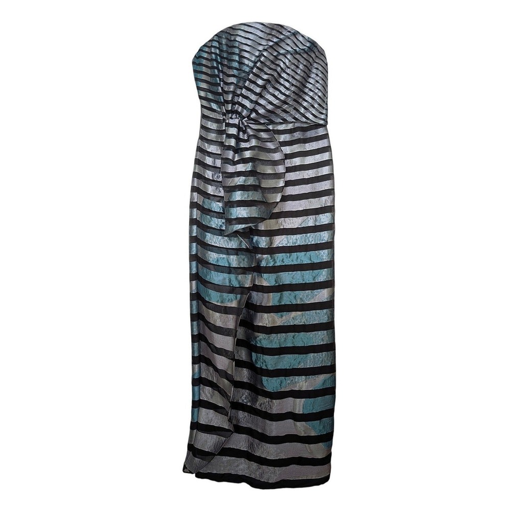 Giorgio Armani Silk Blend Strapless Gown Dress IT 40 Blue Black Runway SS12